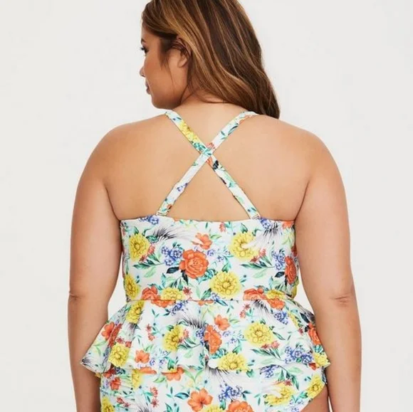 Torrid floral peplum swim top 1X - Picture 2 of 12